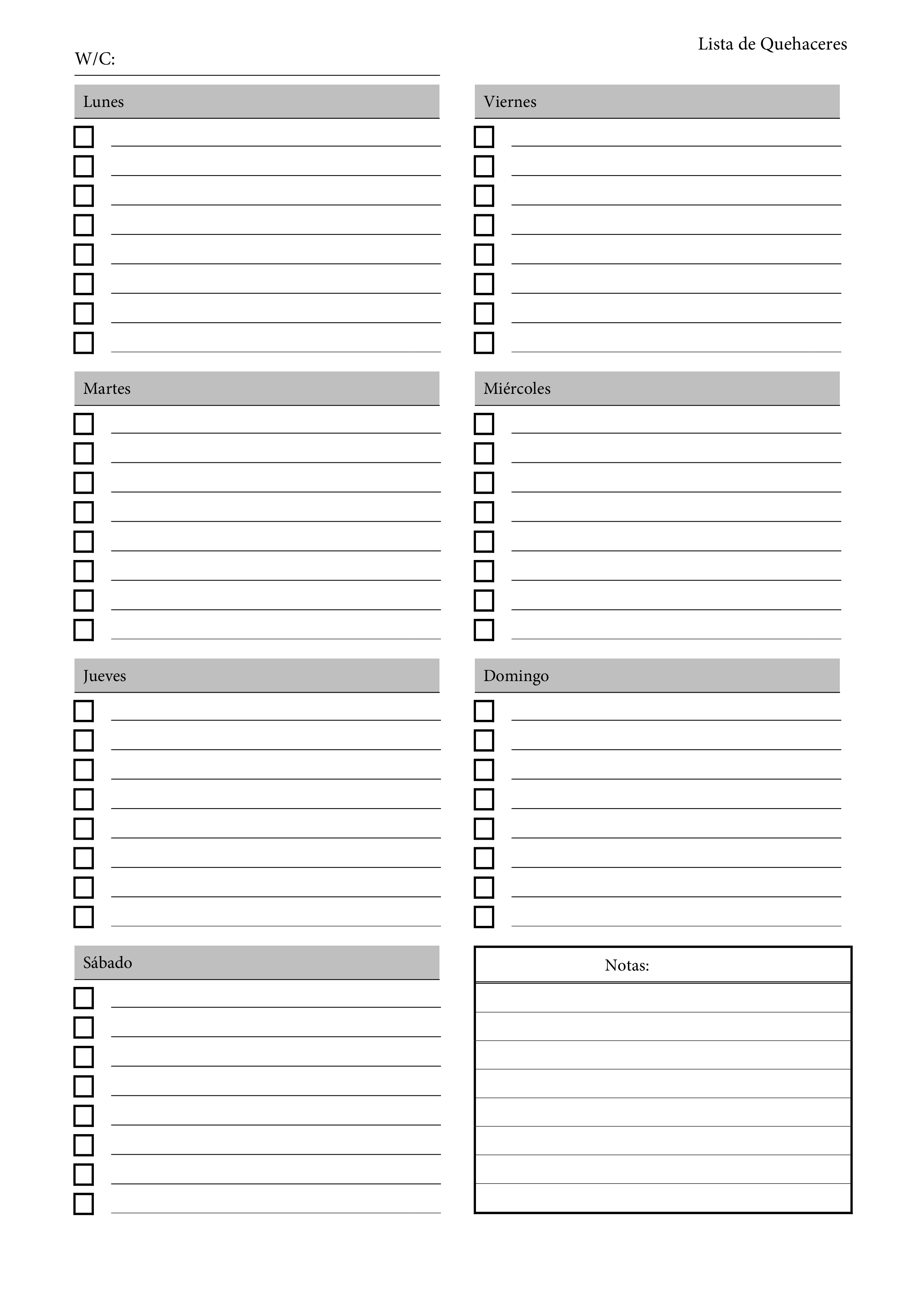 lista de tareas 7 días Hauptschablonenbild