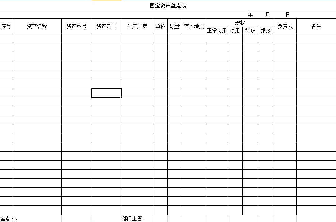 公司固定资产盘点表模板 template