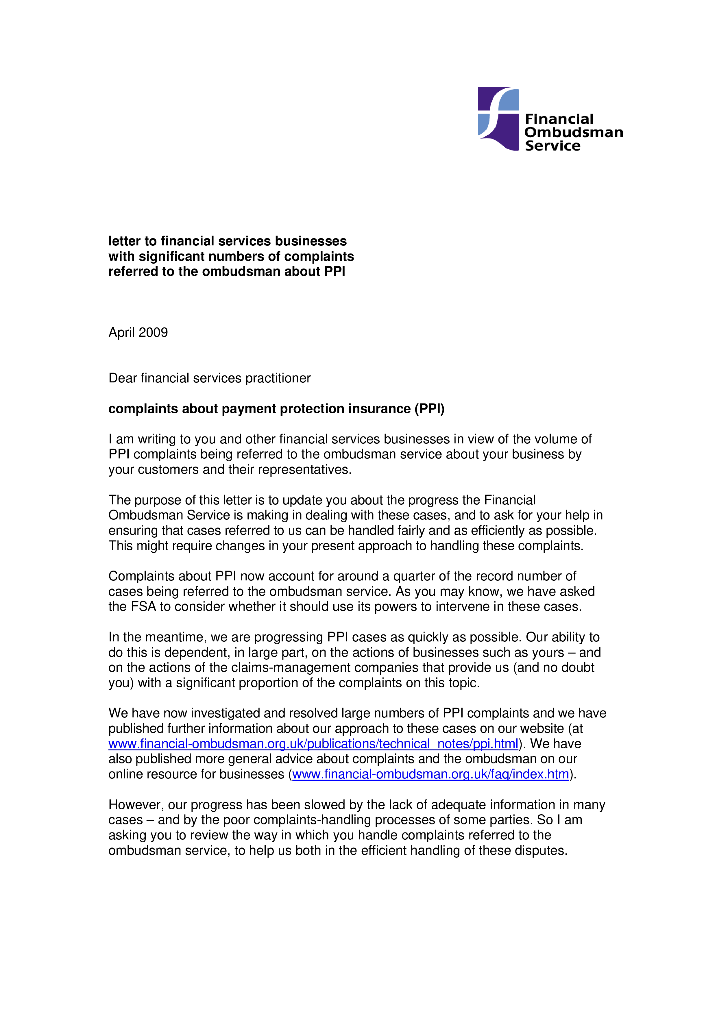 Kostenloses Professional Business Complaint Letter For Ppi Claim Form Template Letter