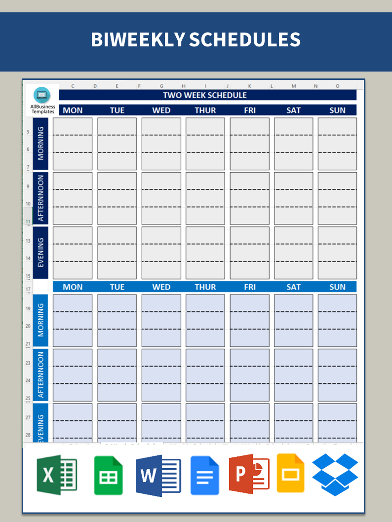 2 week calendar template