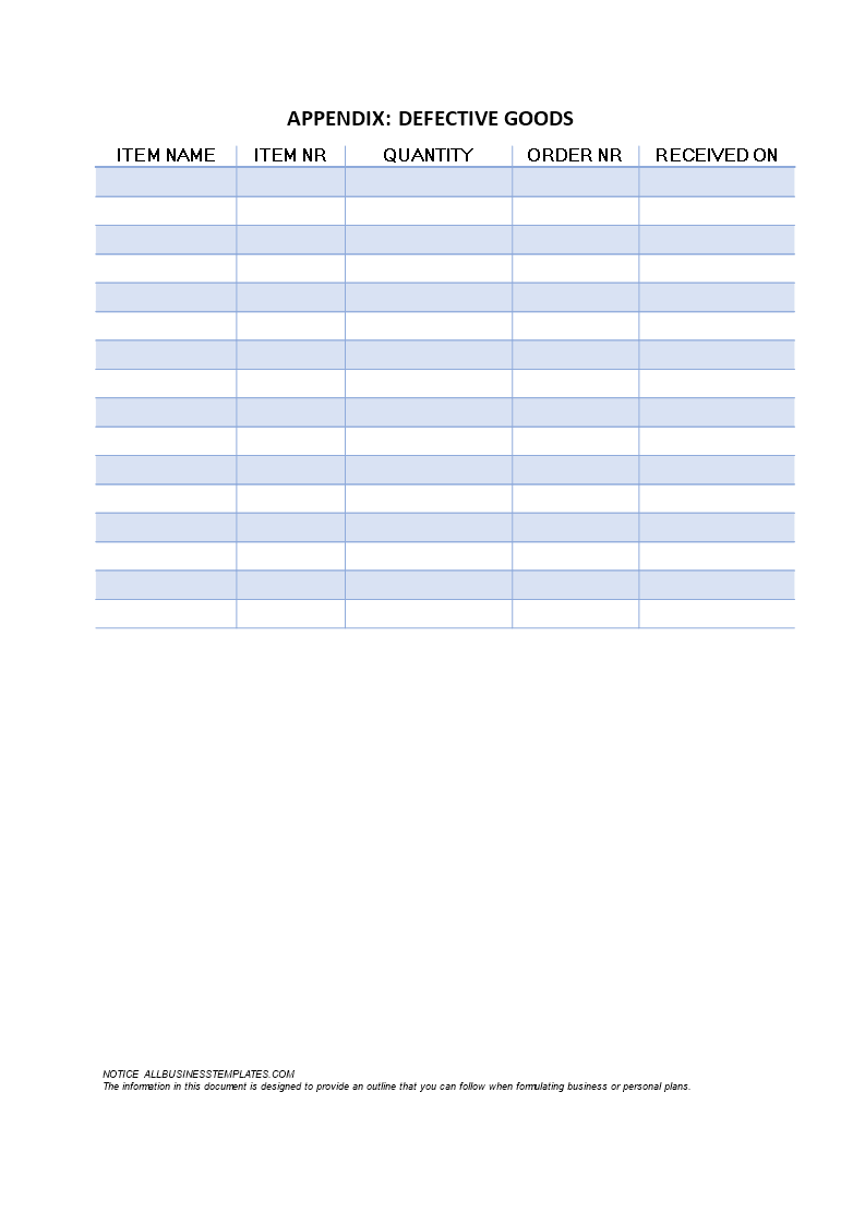 Defective Goods Notification | Templates at allbusinesstemplates.com