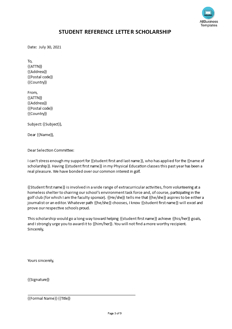 teacher volunteer reference letter Hauptschablonenbild
