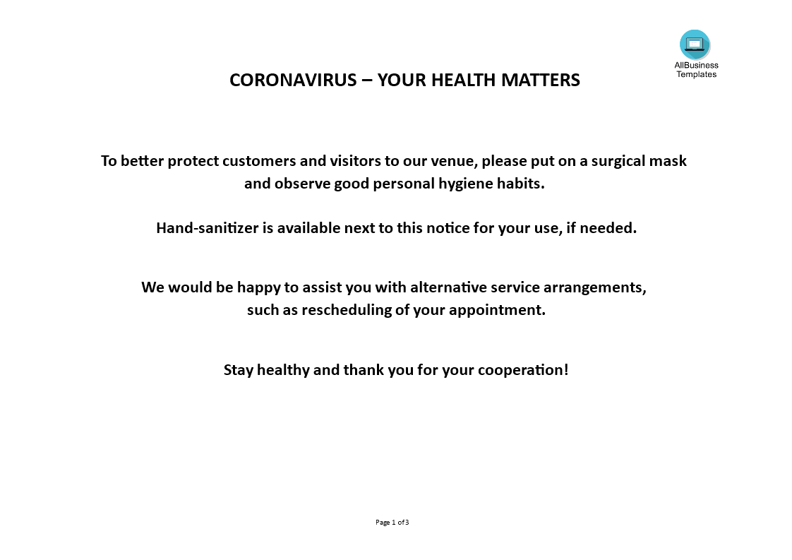 virus office health matters notification plantilla imagen principal