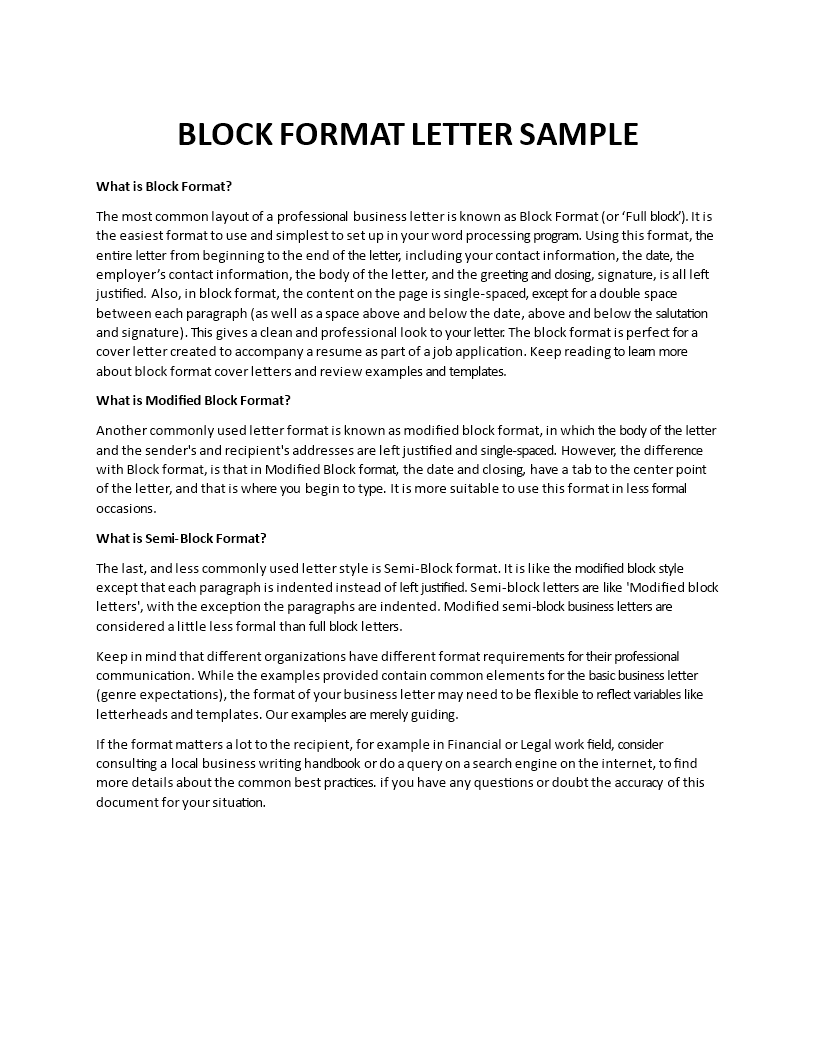 Business Letter Format 模板