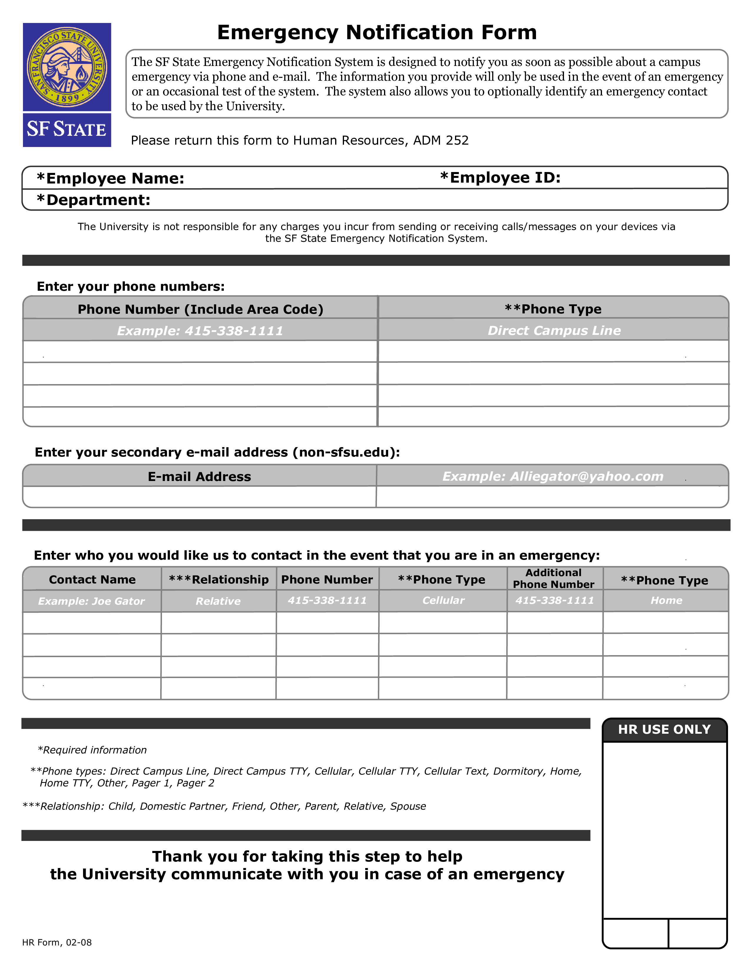 Interactive Employee Emergency Notification Form main image