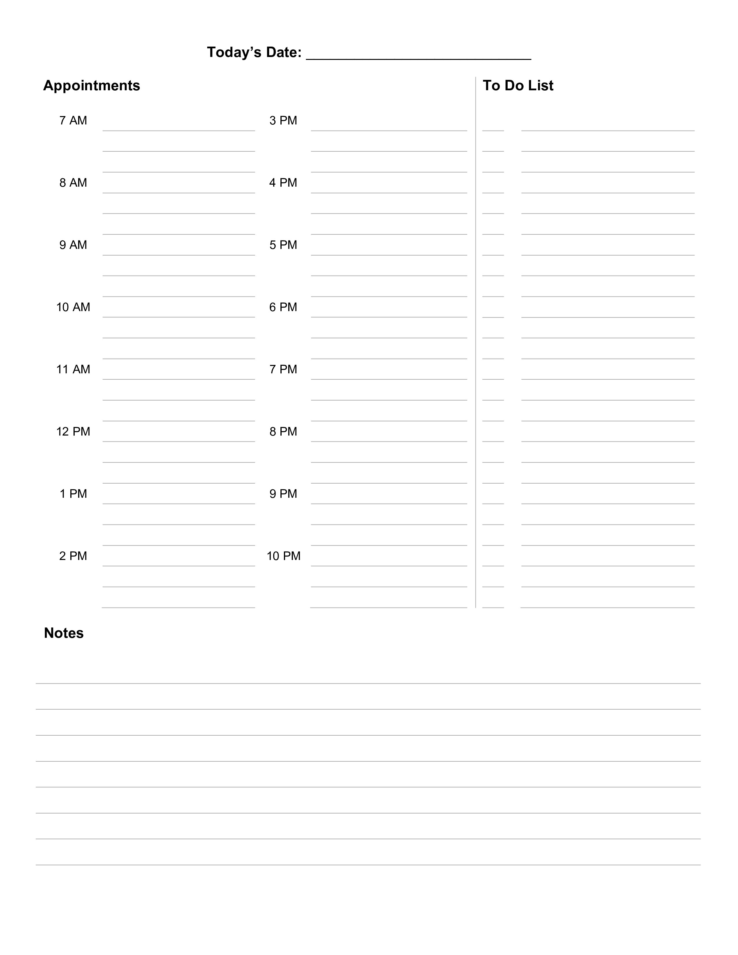 daily agenda to do list template