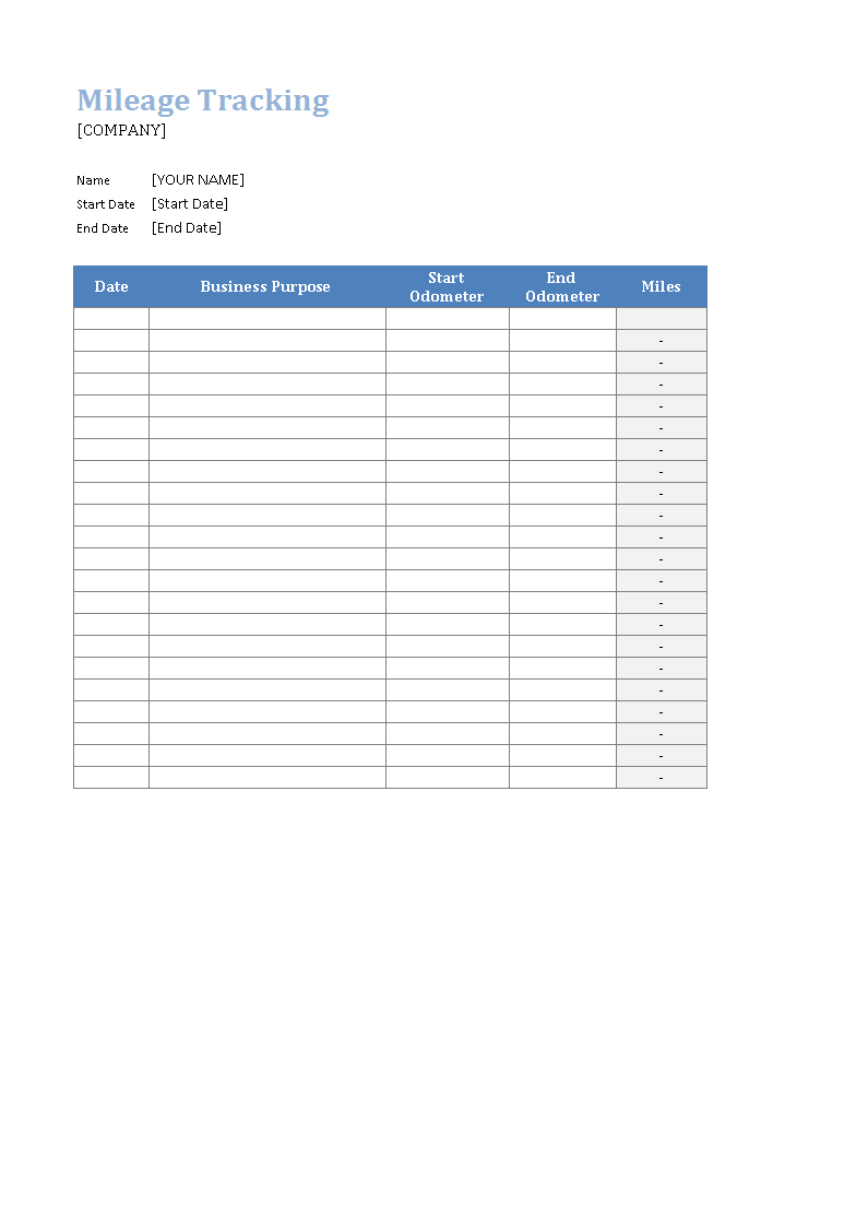 免费Gas Mileage Log template in excel  样本文件在 Pertaining To Gas Mileage Expense Report Template