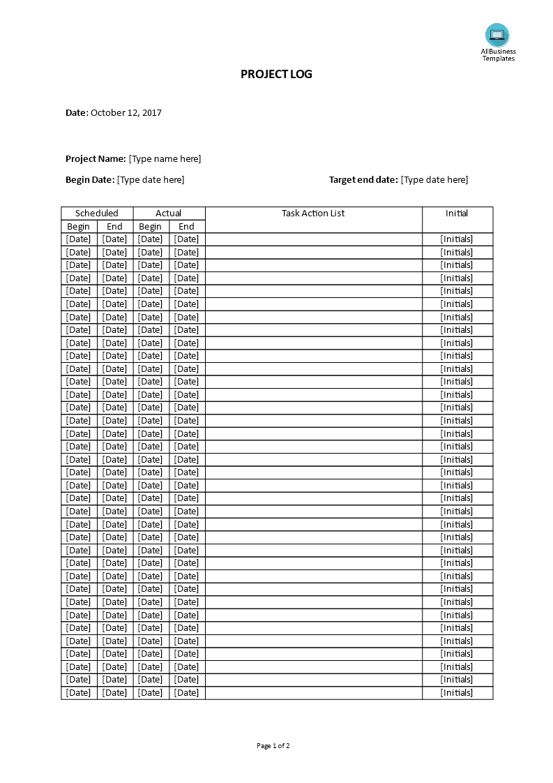 projectmanagement - project log plantilla imagen principal