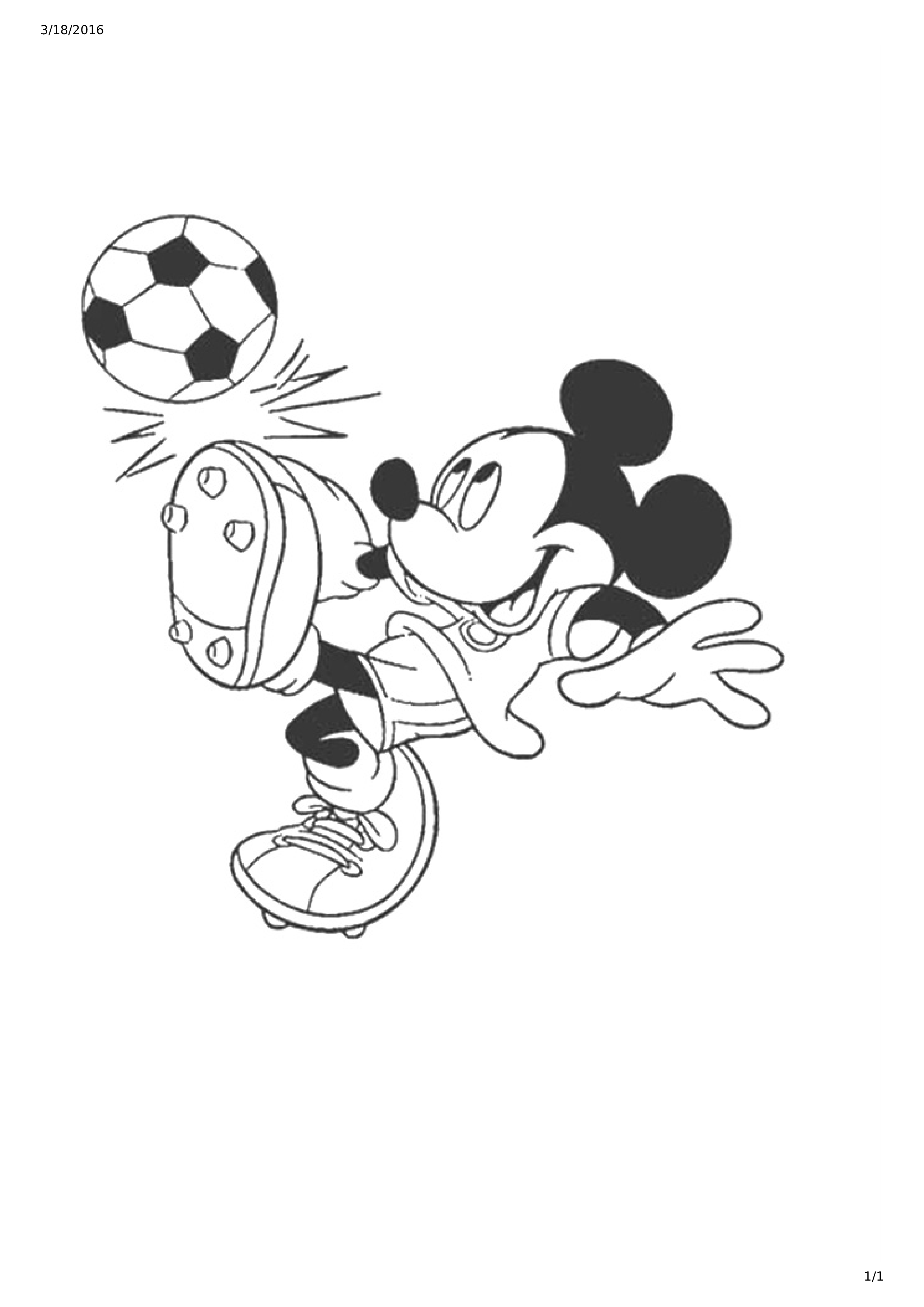 mickey mouse playing soccer colour drawing voorbeeld afbeelding 