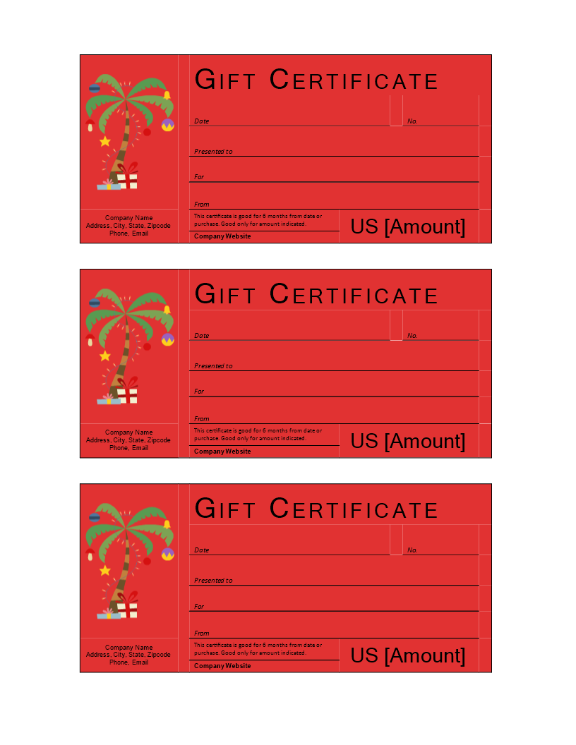 red christmas gift certificate example voorbeeld afbeelding 