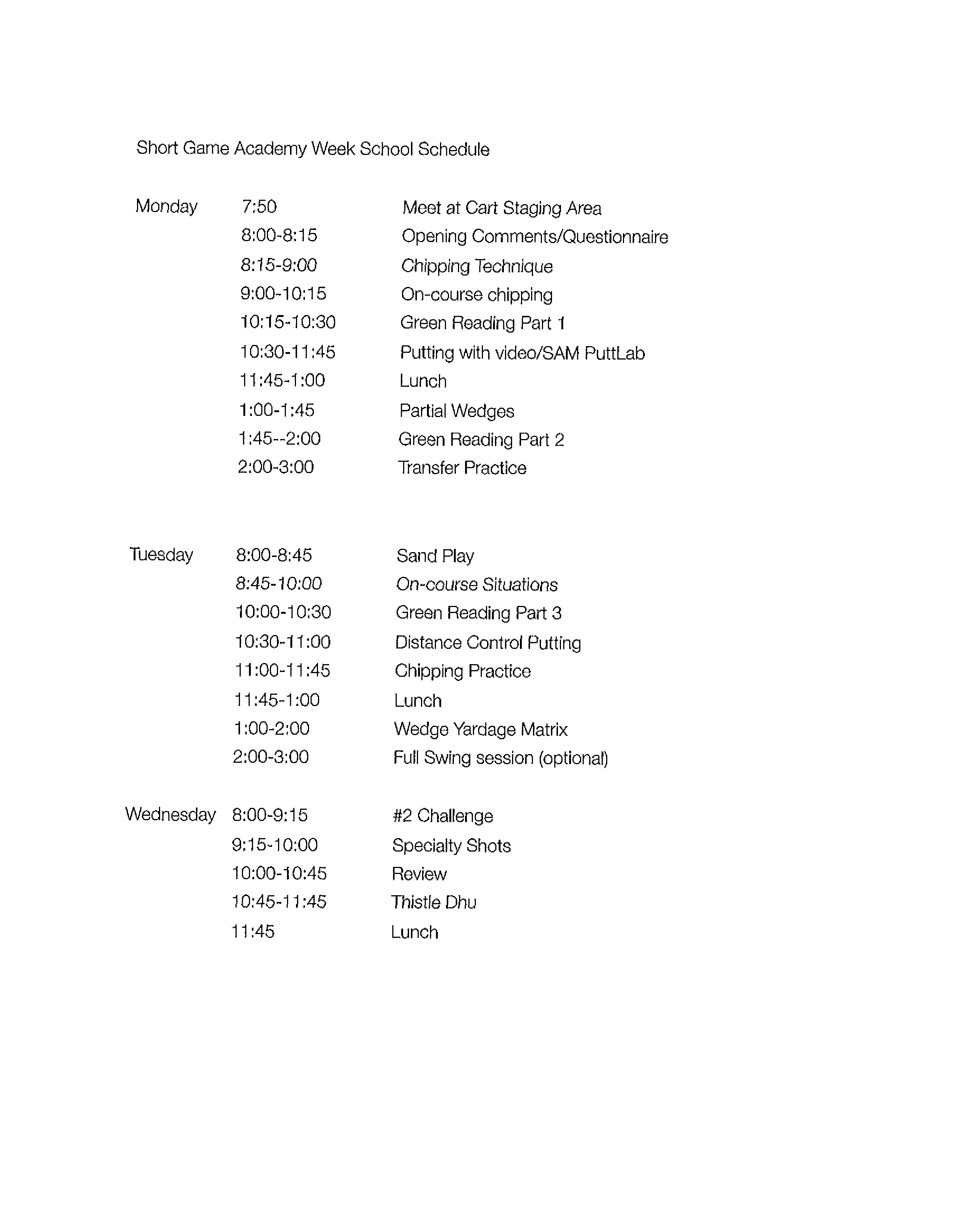 week school schedule template