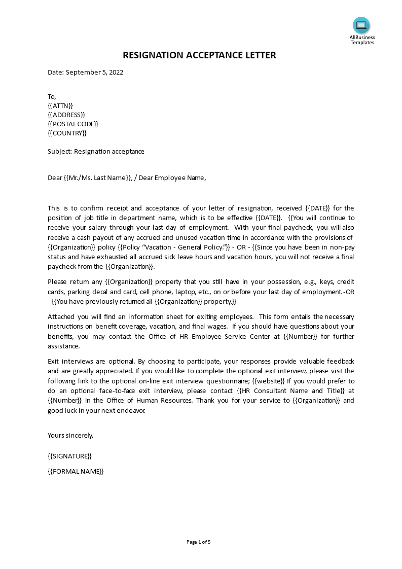 rude resignation acceptance letter voorbeeld afbeelding 