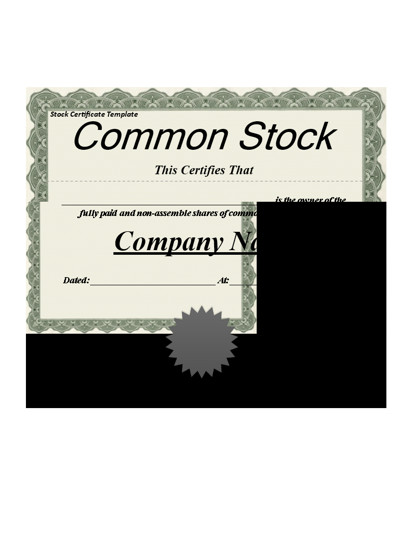 Stock Certificate main image