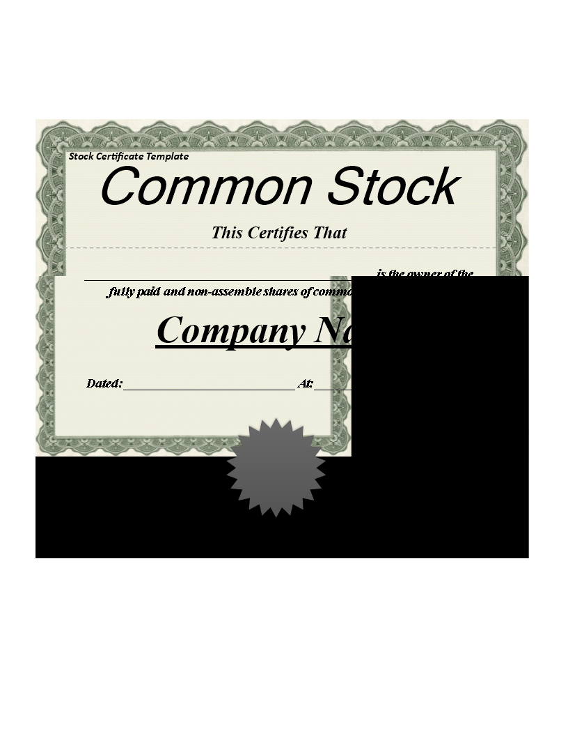 Stock Certificate 模板