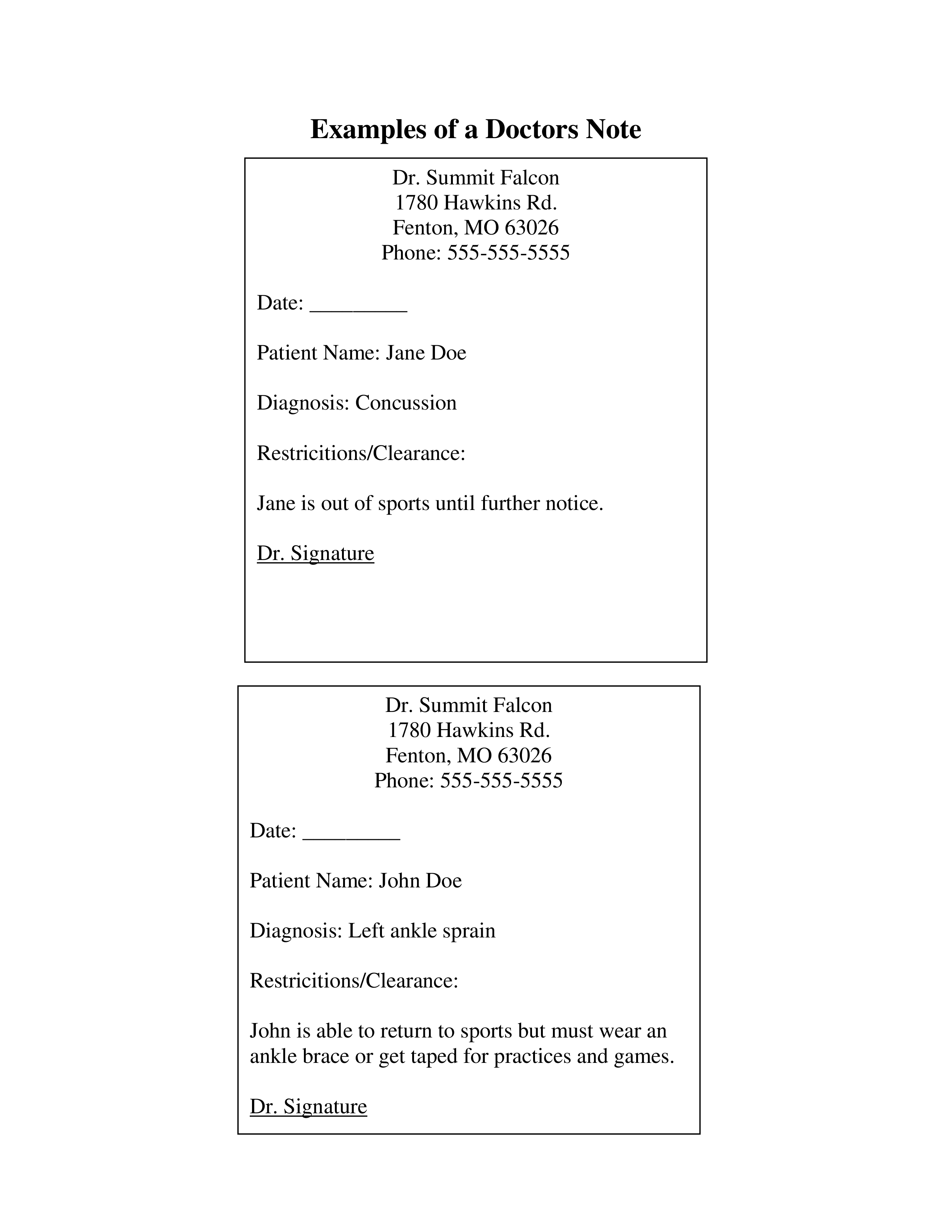 Doctor Diagnosis Example Templates at