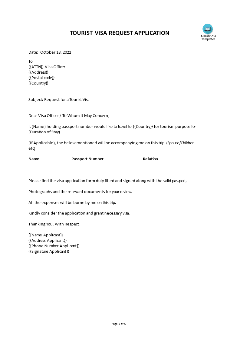 sample business visa application letter to embassy