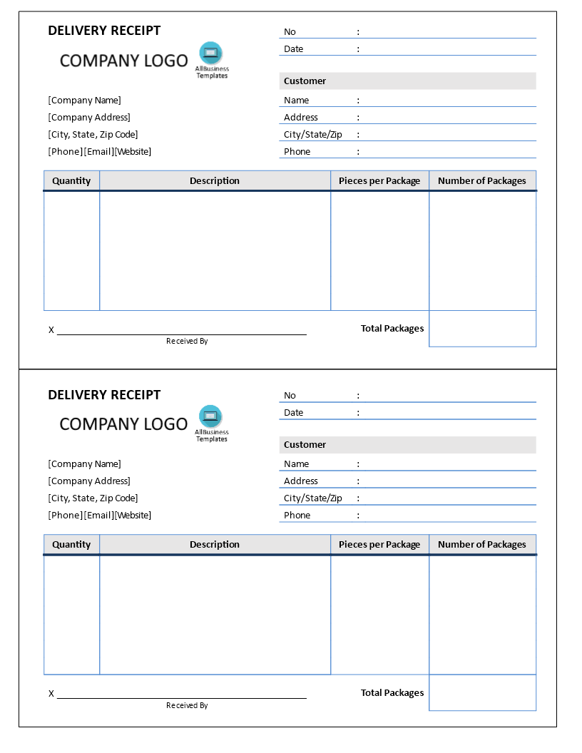 delivery receipt template