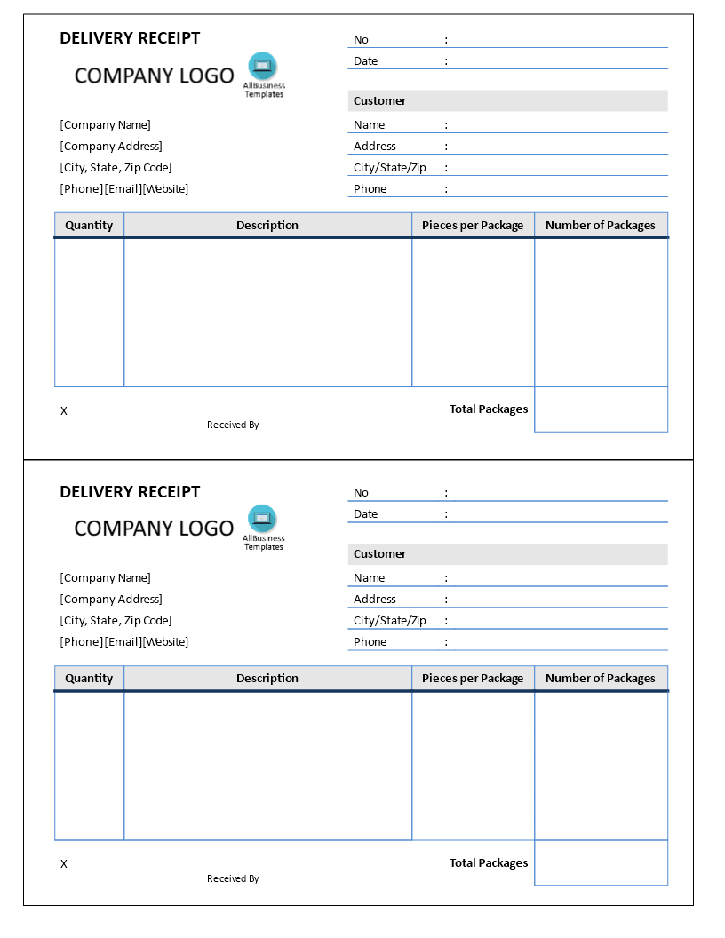 Courier Receipt Template Word Simple Receipt Forms
