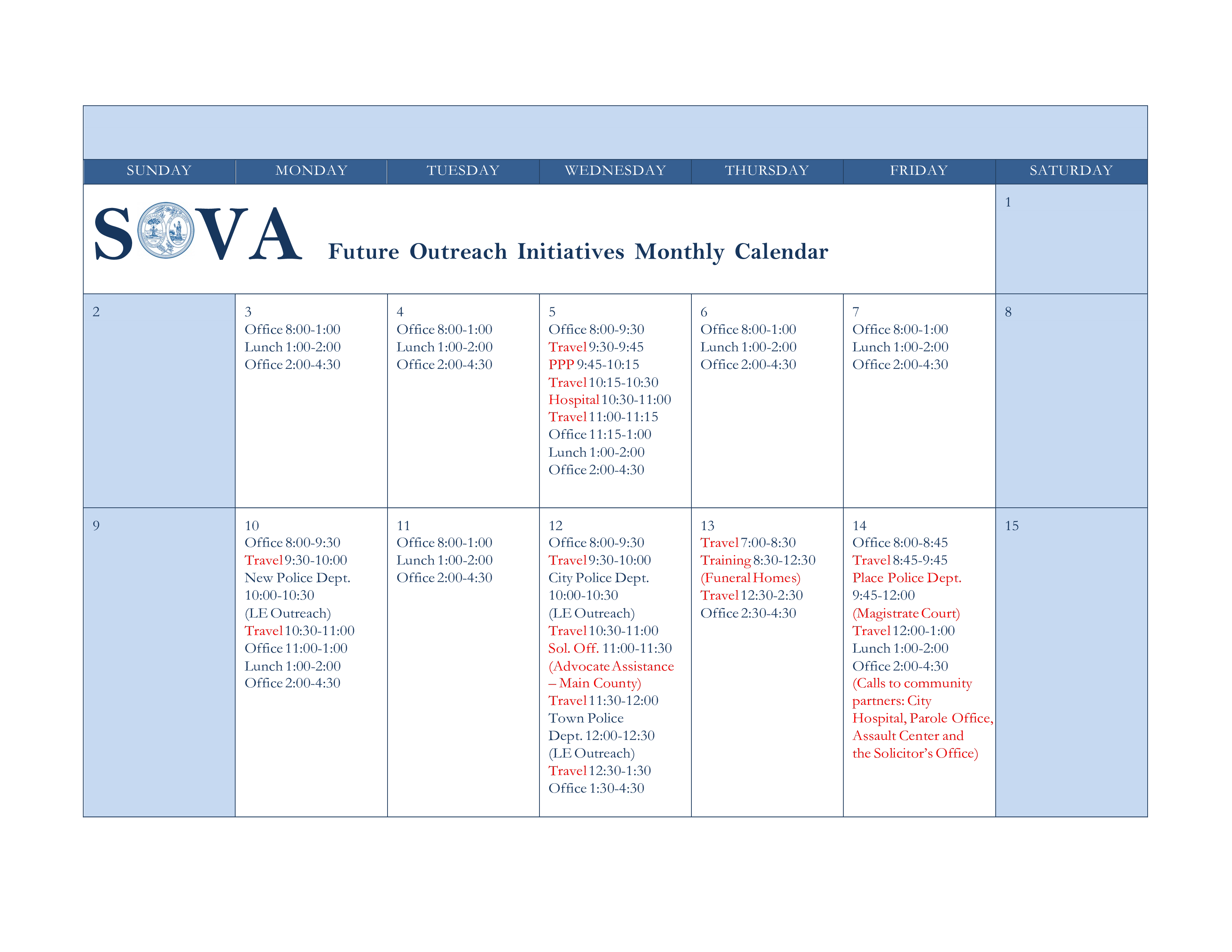 monthly travel calendar template