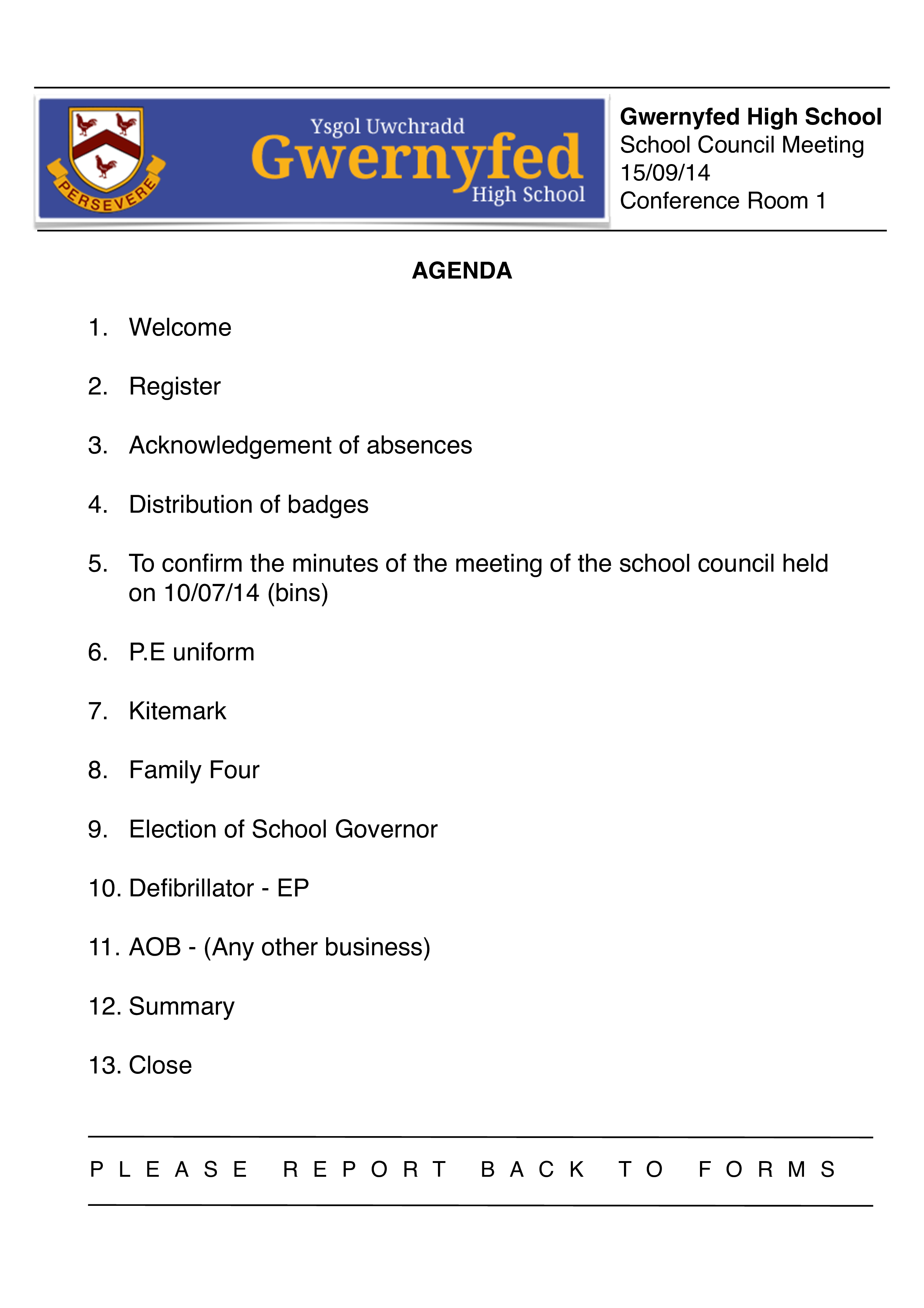 school council meeting agenda template modèles