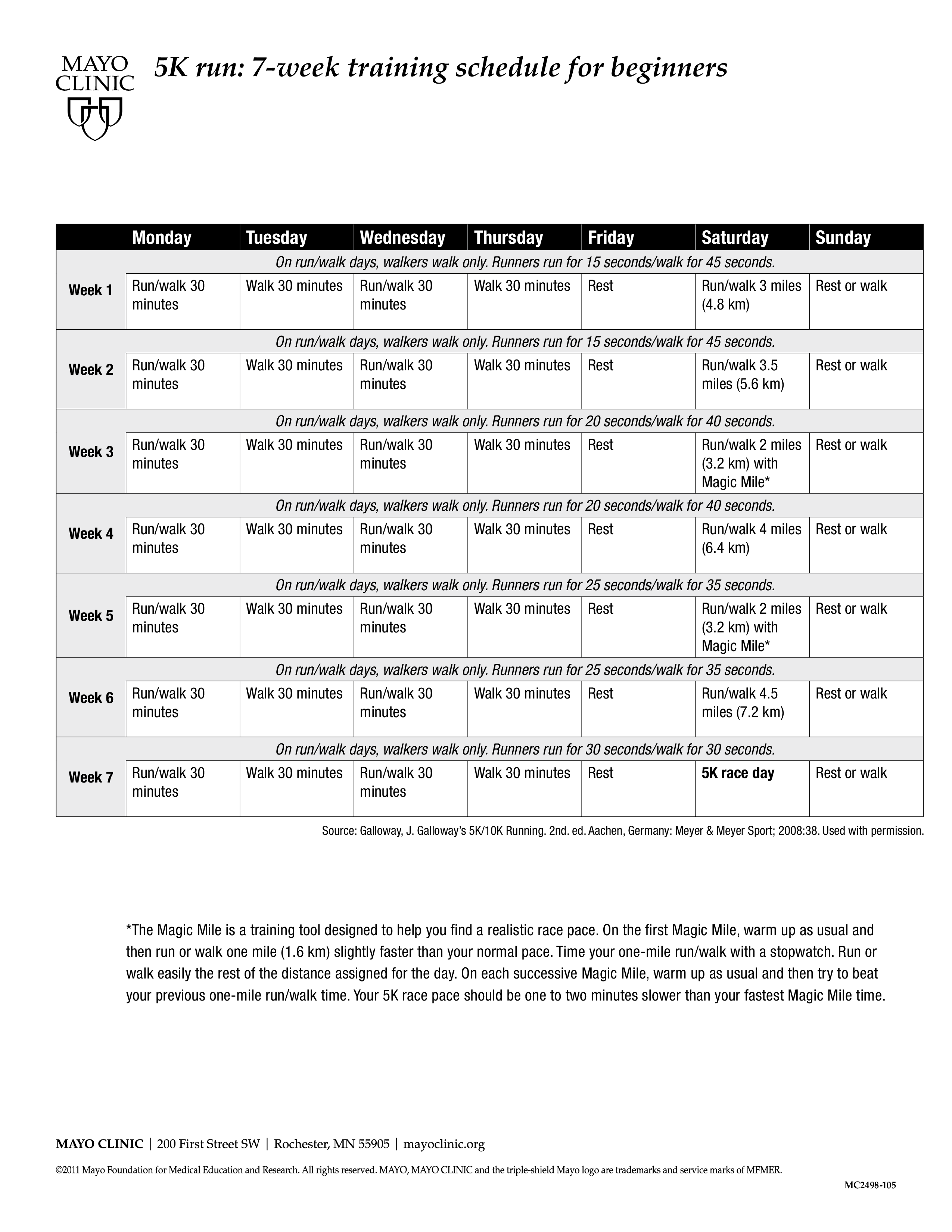 Weekly Training Schedule sample main image