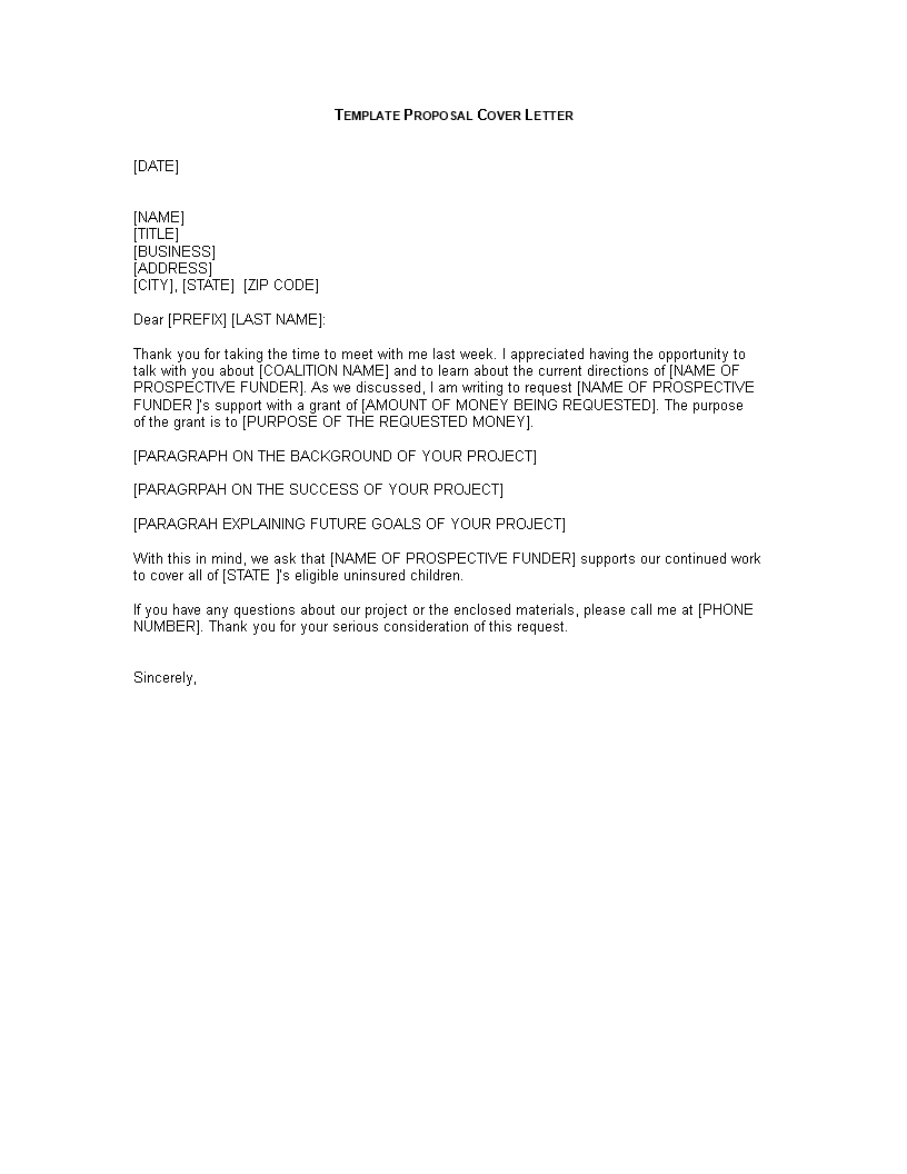 business proposal cover letter template