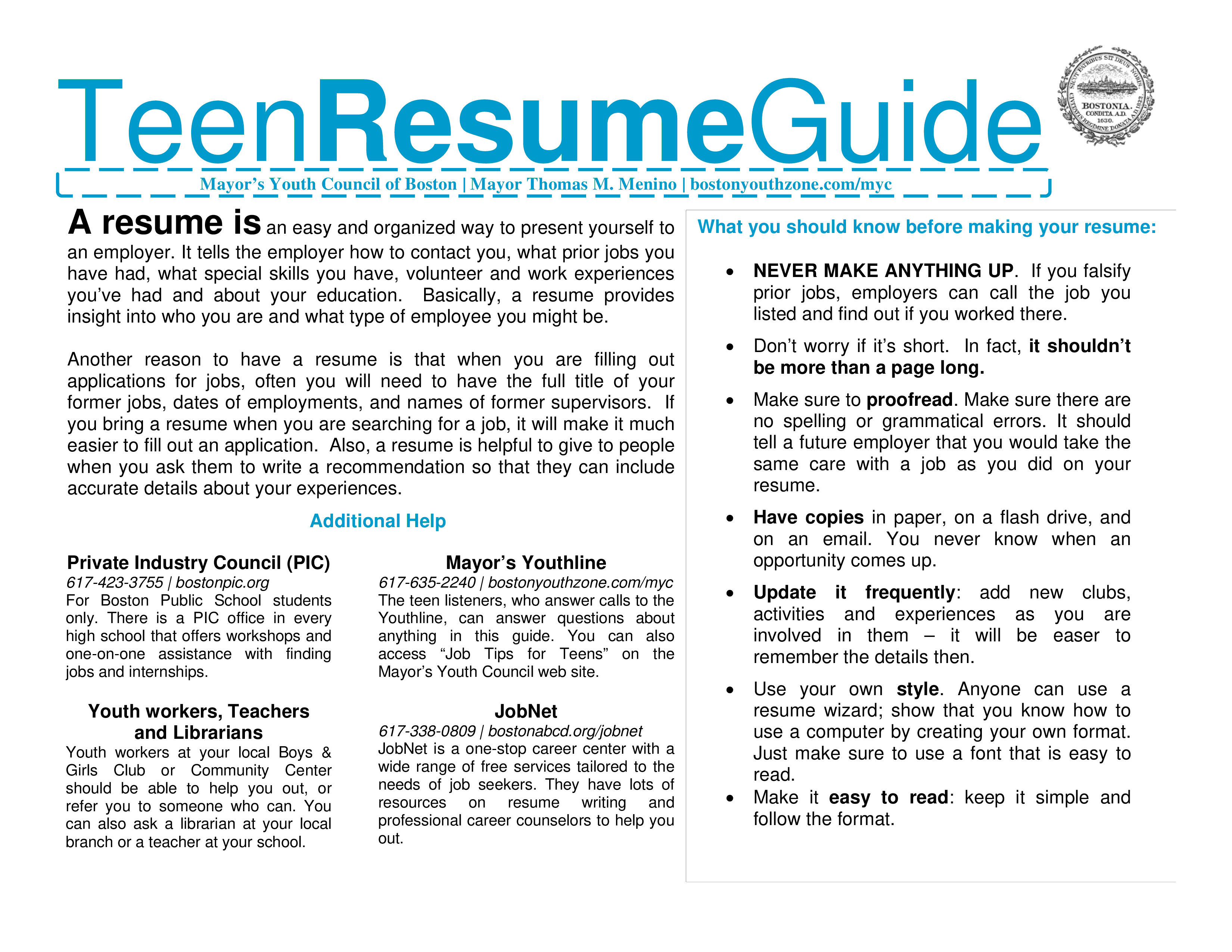 Teenage Resume main image