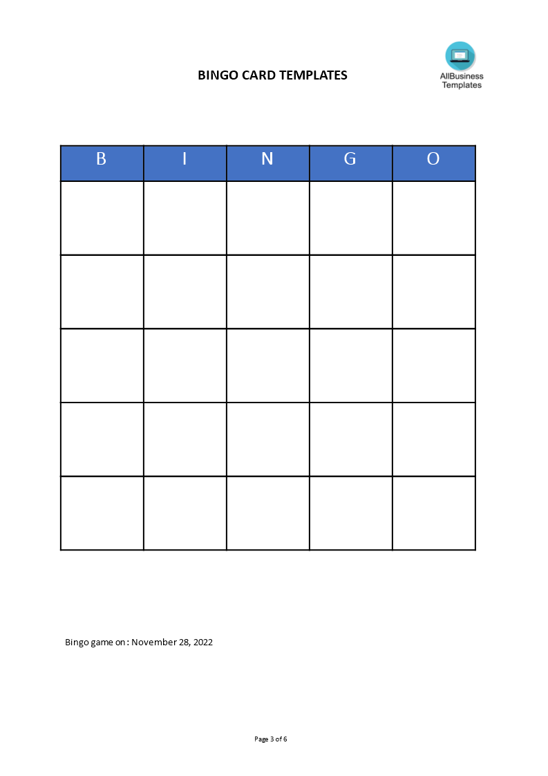 Printable Bingo Card | Templates at allbusinesstemplates.com