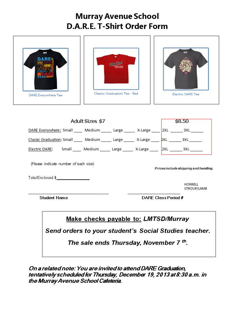 Blank TShirt Order Form Templates at