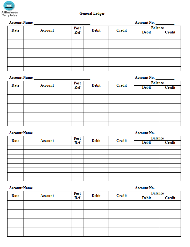 accounting ledger paper template.doc voorbeeld afbeelding 