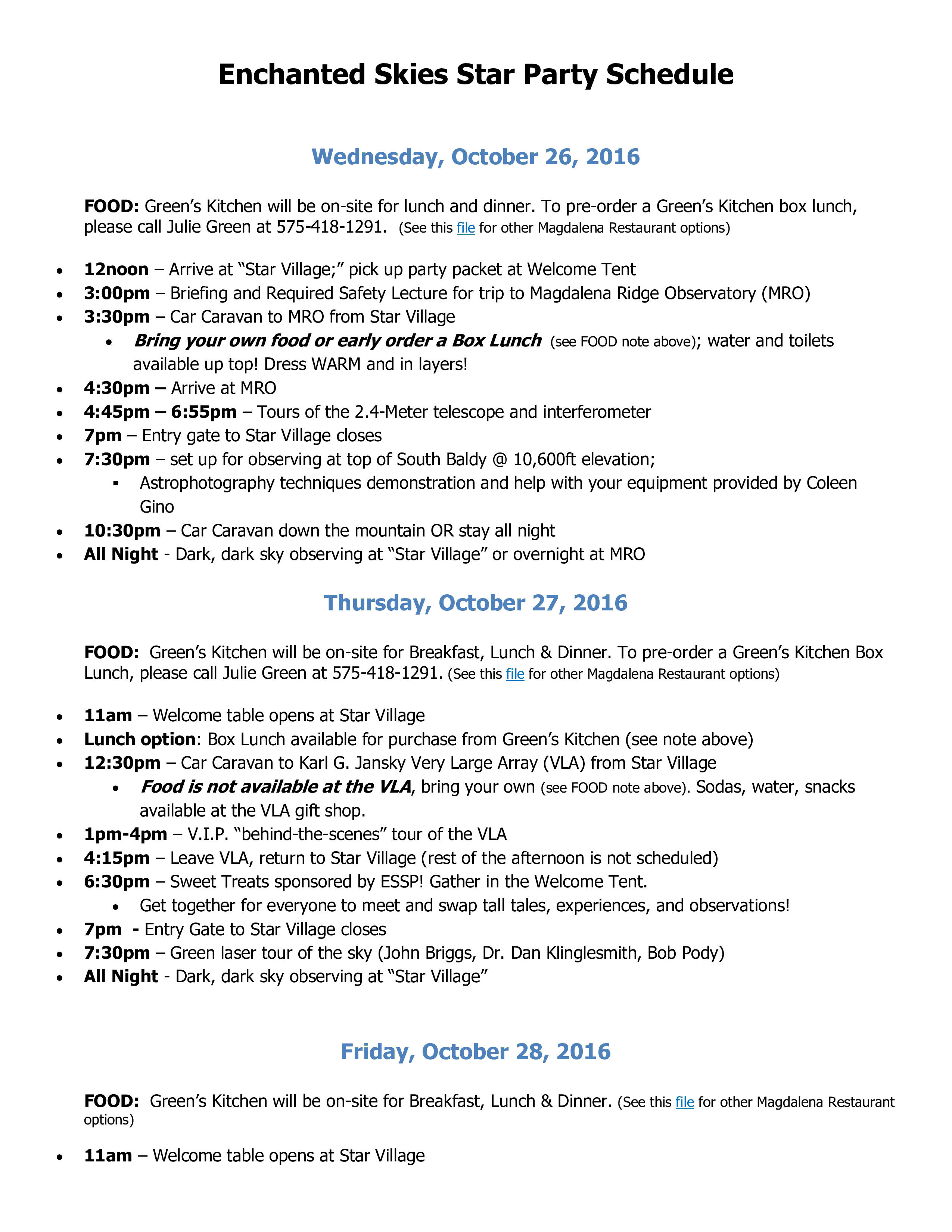 Star Party Schedule 模板