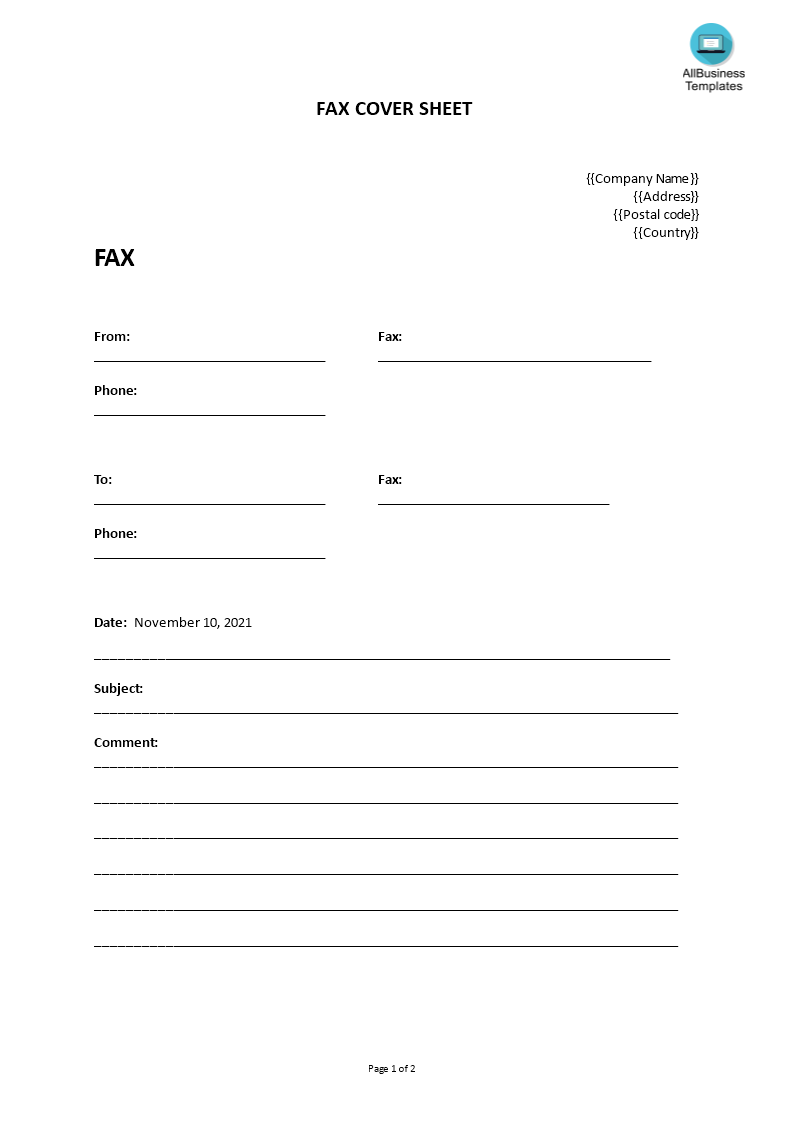 Fax Cover Sheet Google Docs main image
