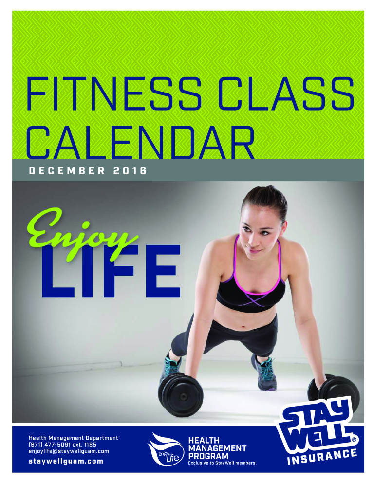 fitness class calendar template
