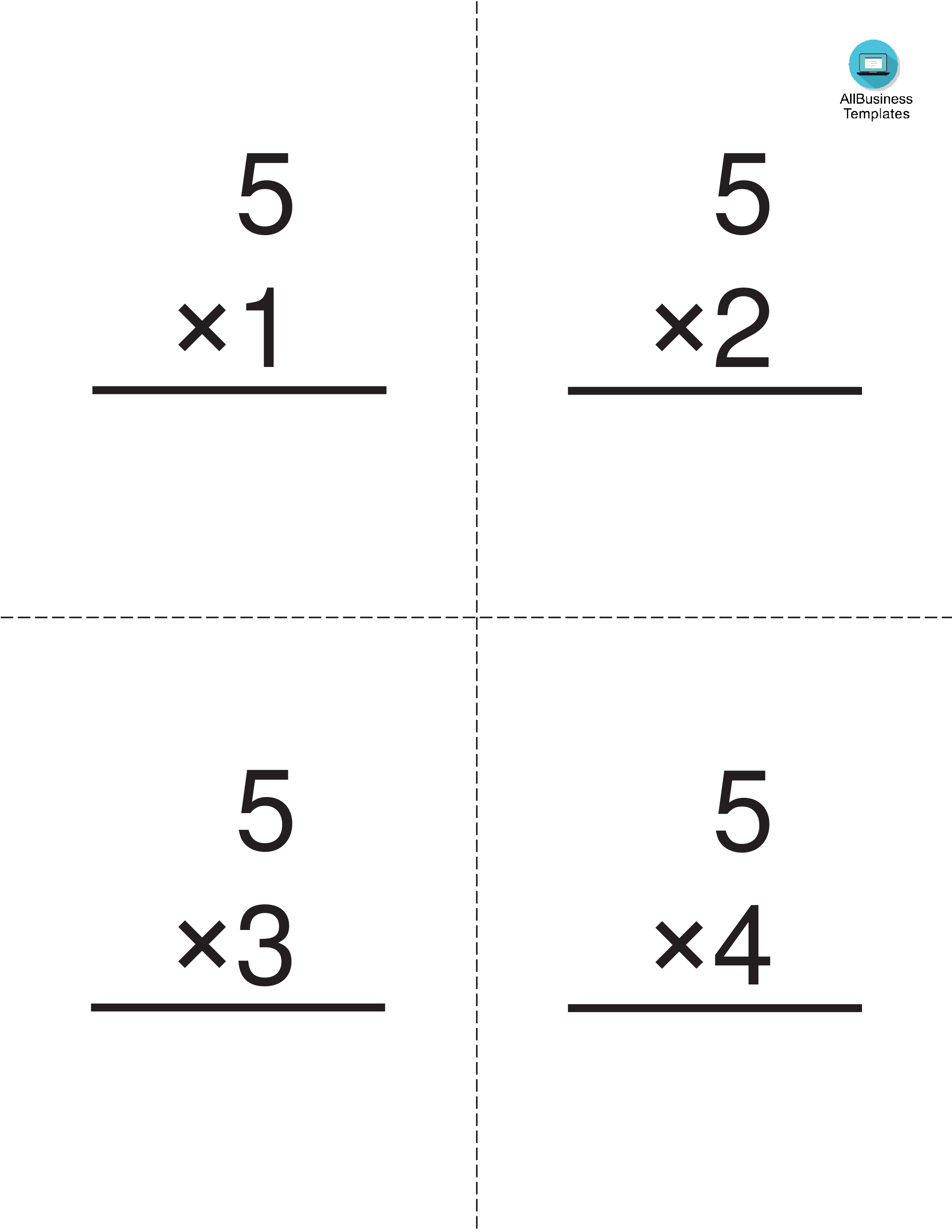 Multiplication Flashcards template 模板