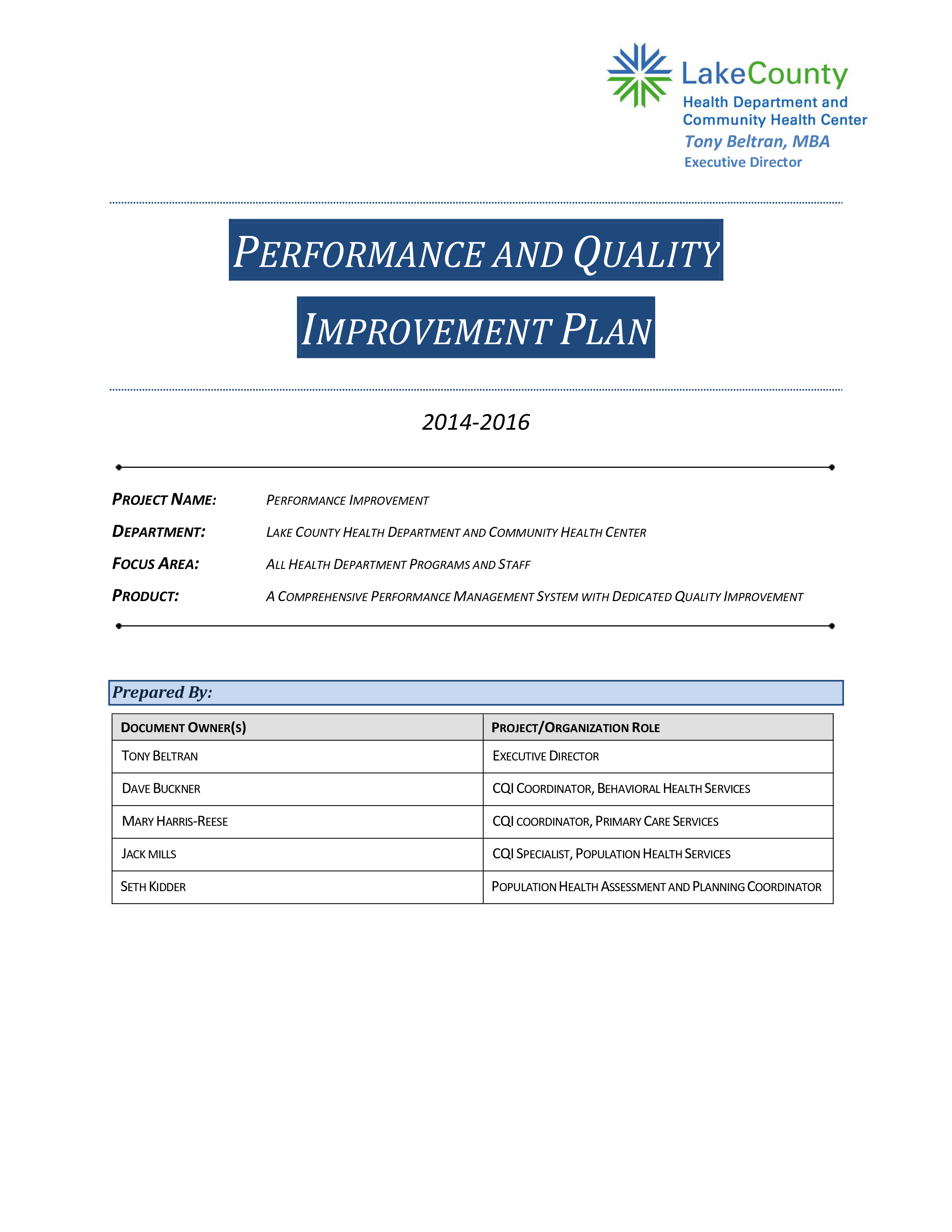 Management Performance Improvement Plan main image