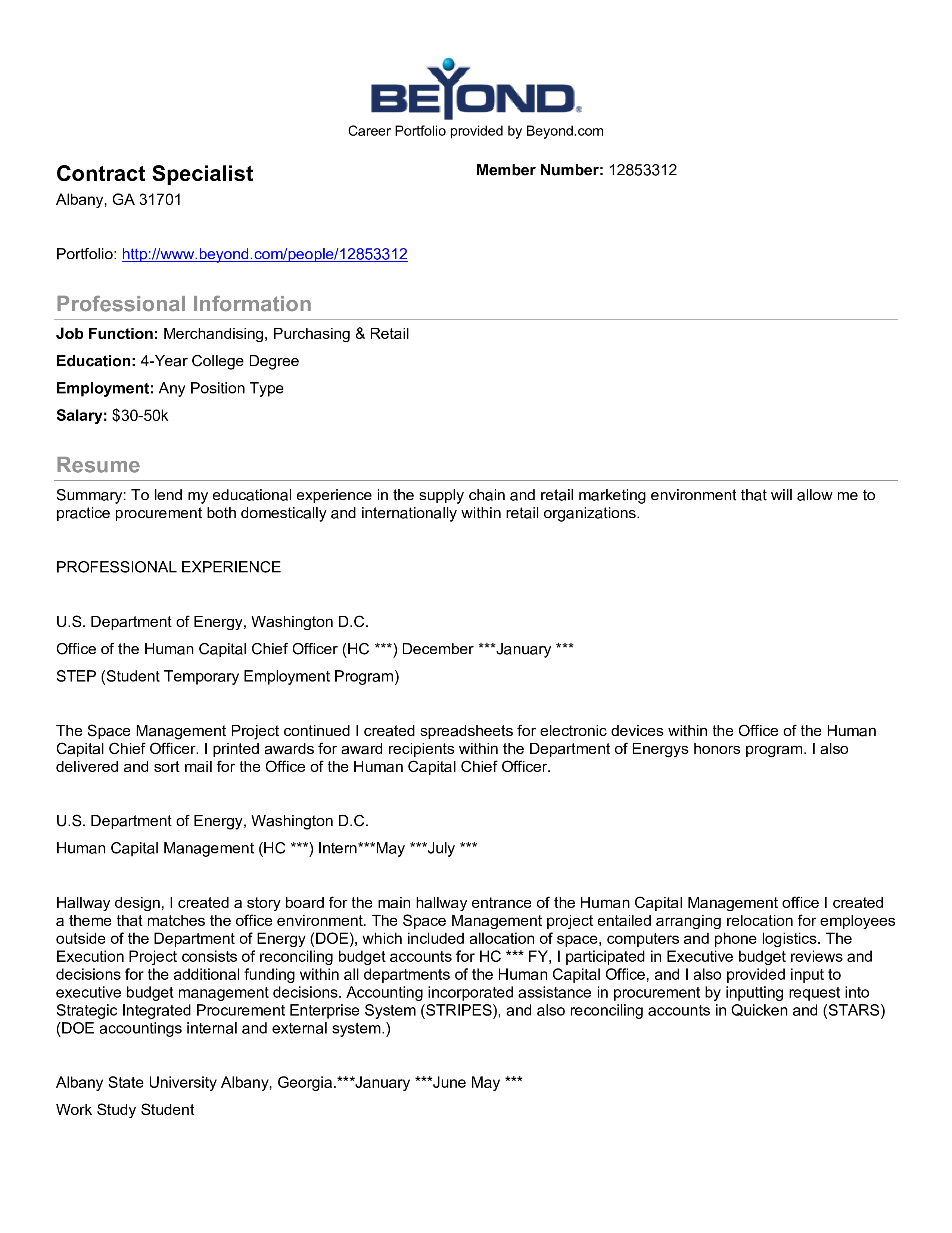 contract specialist work resume voorbeeld afbeelding 