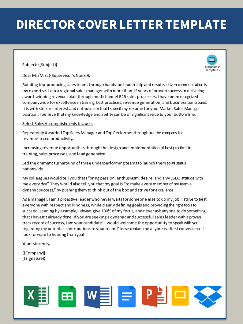 director cover letter template