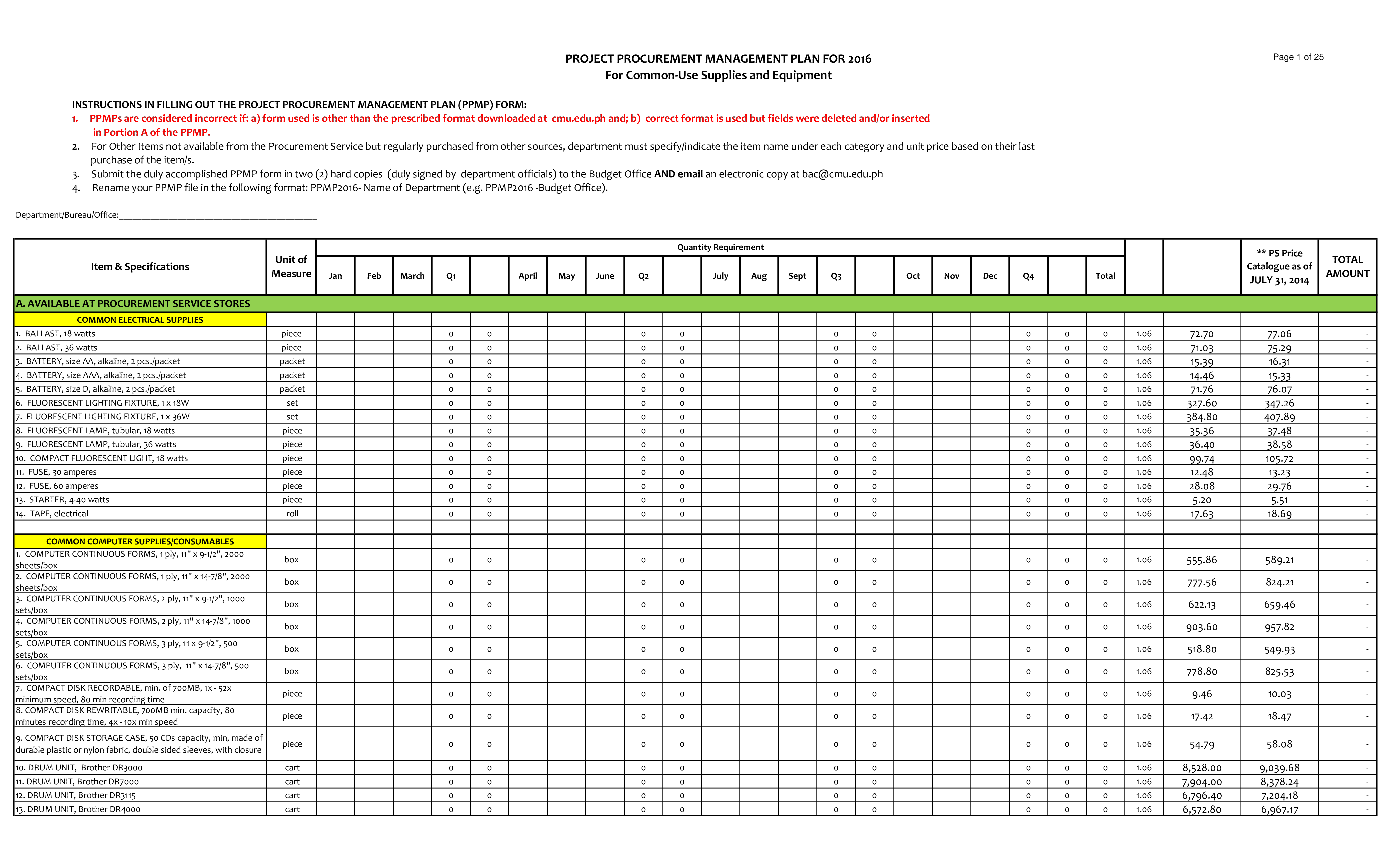 Project Procurement Plan Template