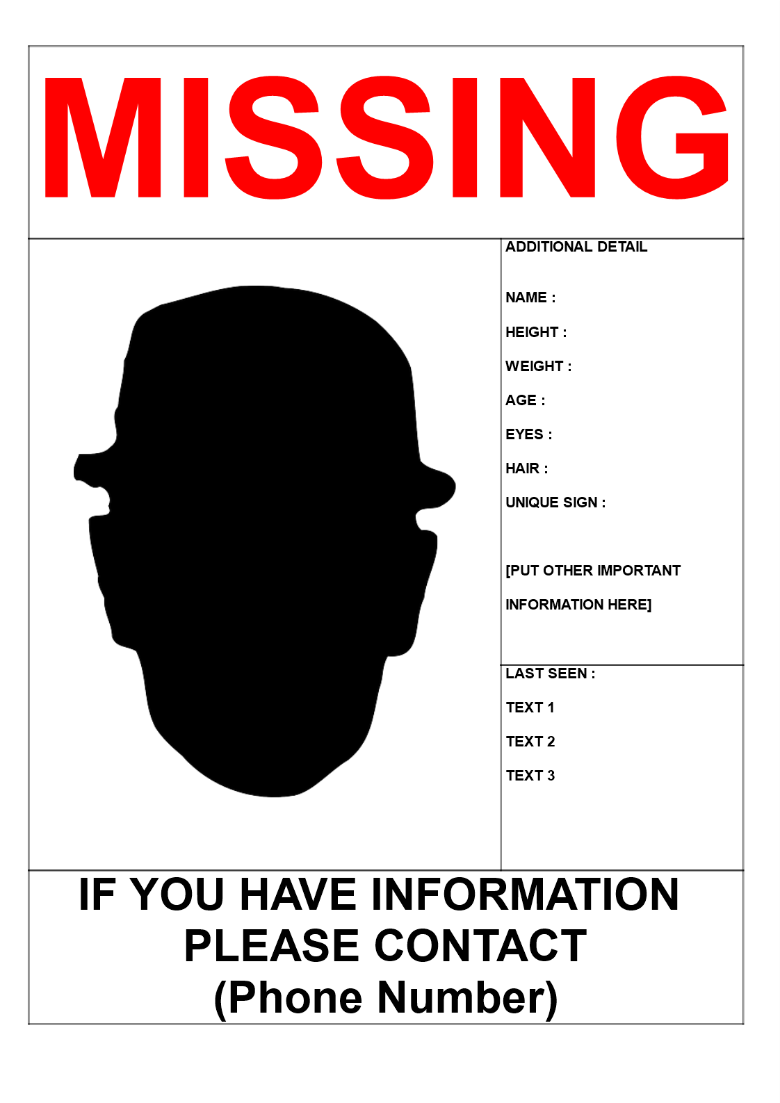 Missing Person Poster Template In A3 Size Templates At Allbusinesstemplates