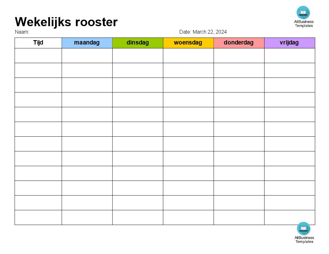 weekly school schedule template Hauptschablonenbild