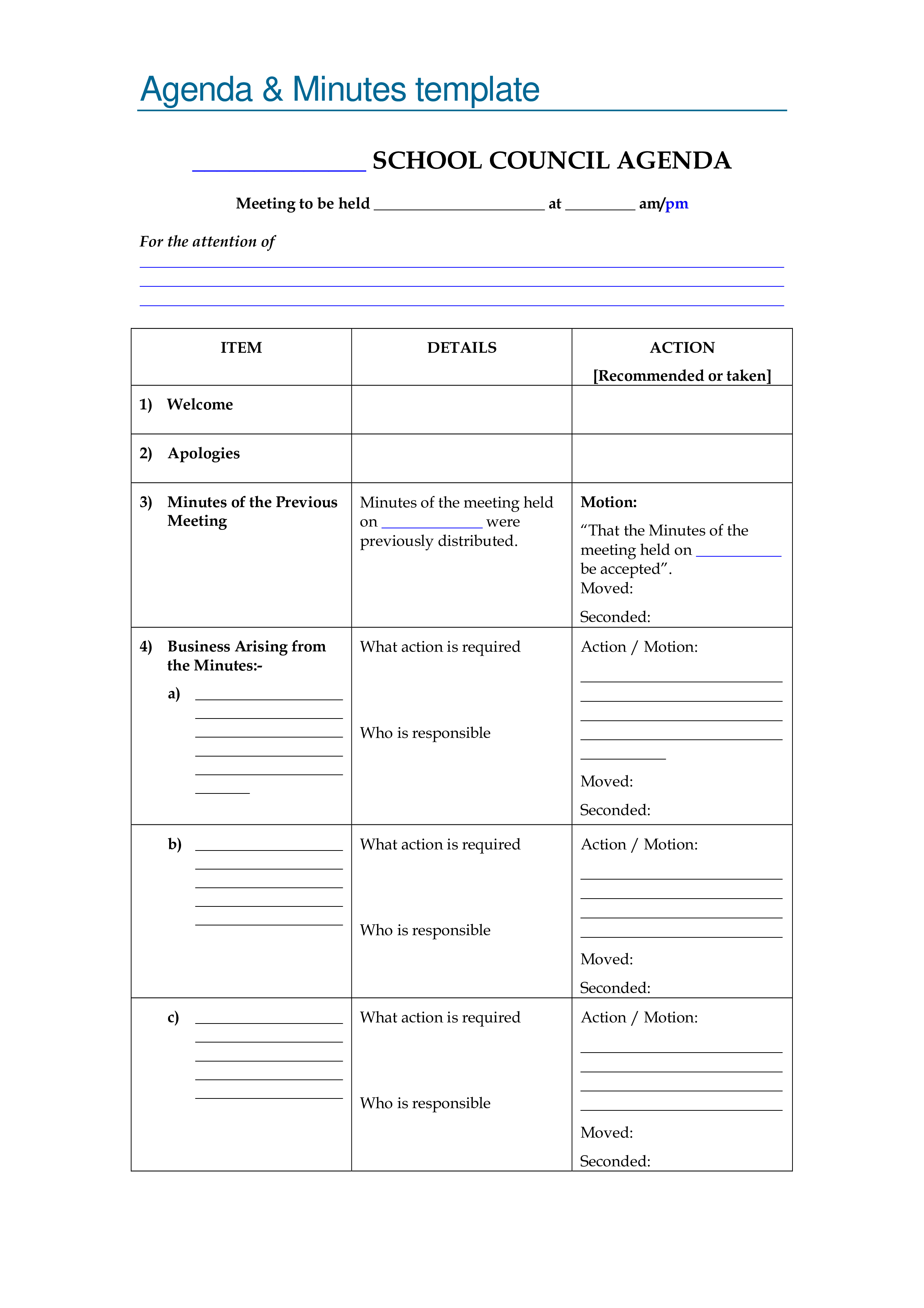 blank meeting template