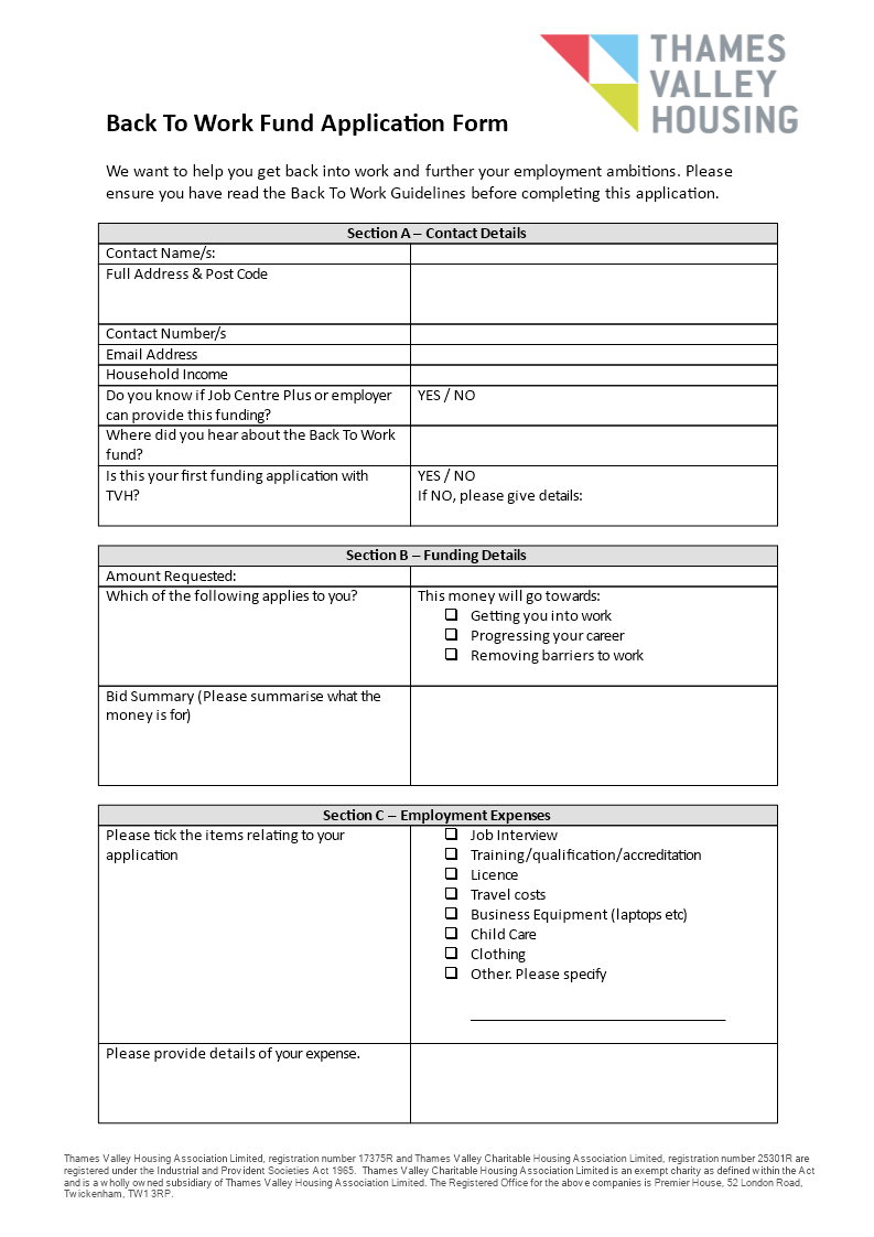 basic work application template