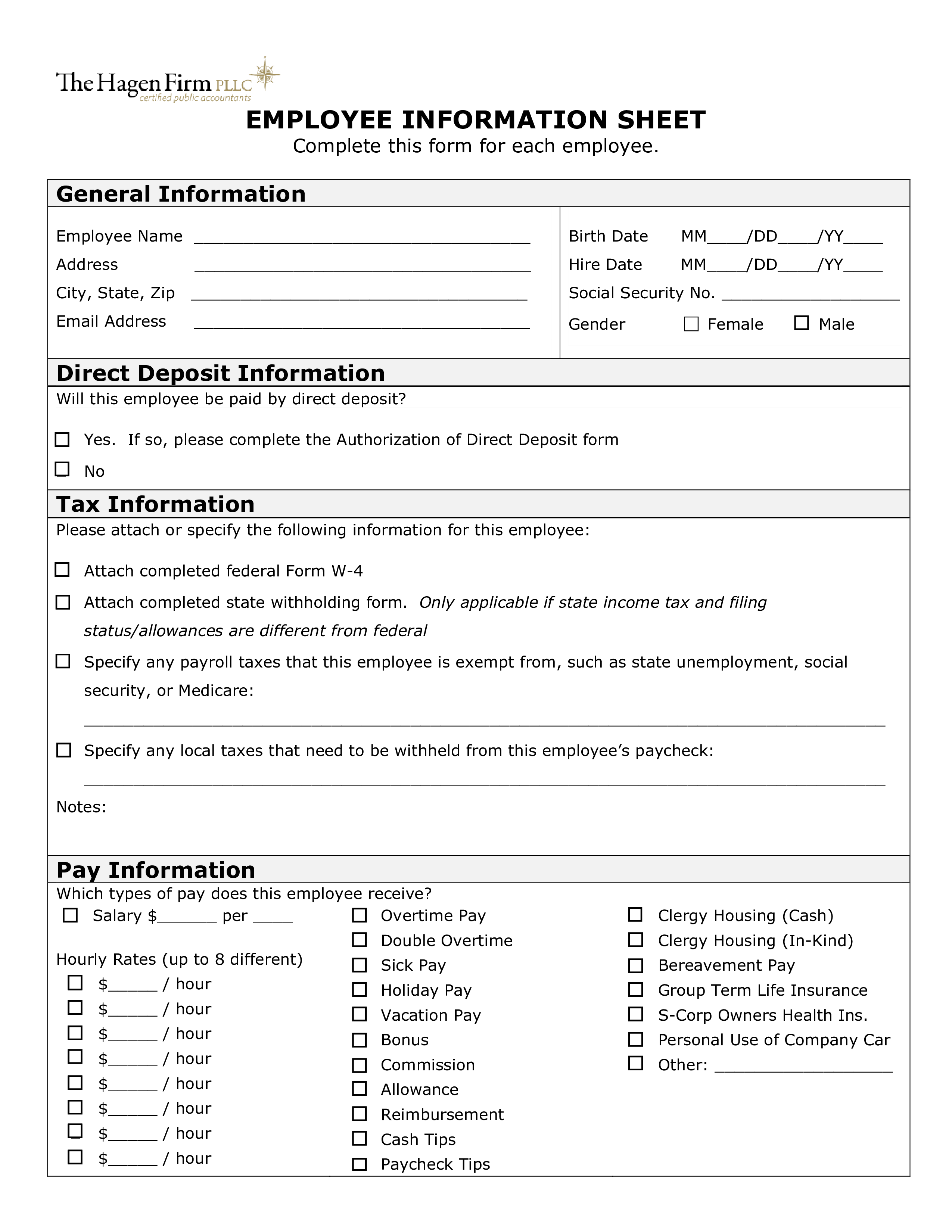 Employee Information Sheet main image