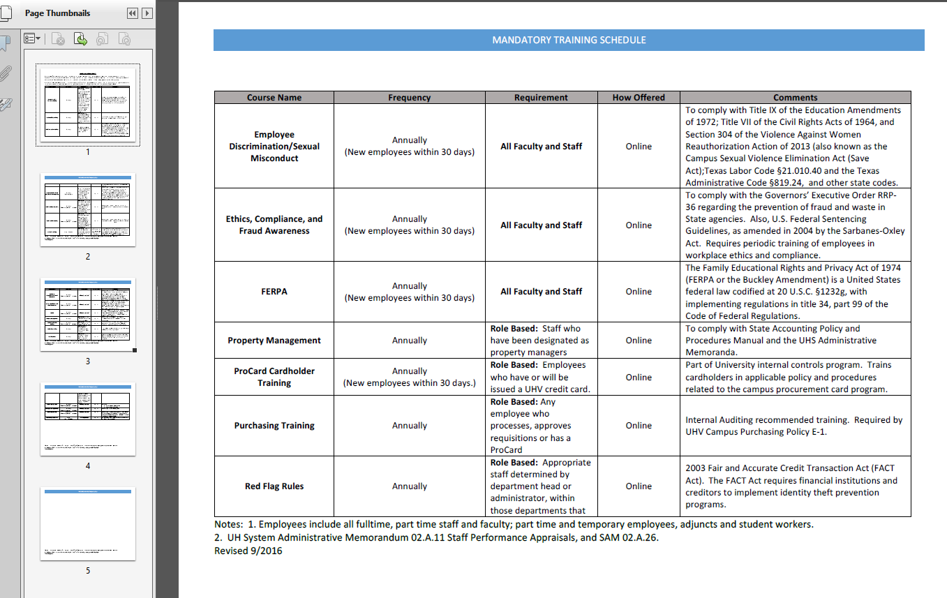 employee mandatory training schedule plantilla imagen principal