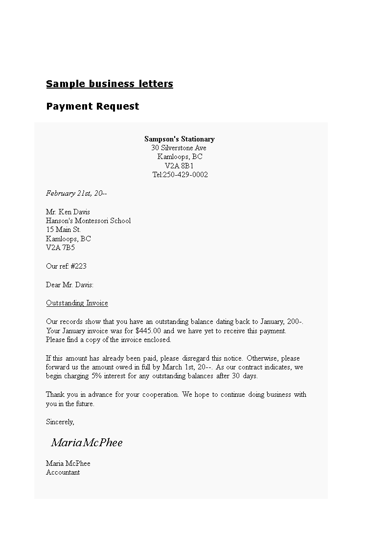 business professional letter template