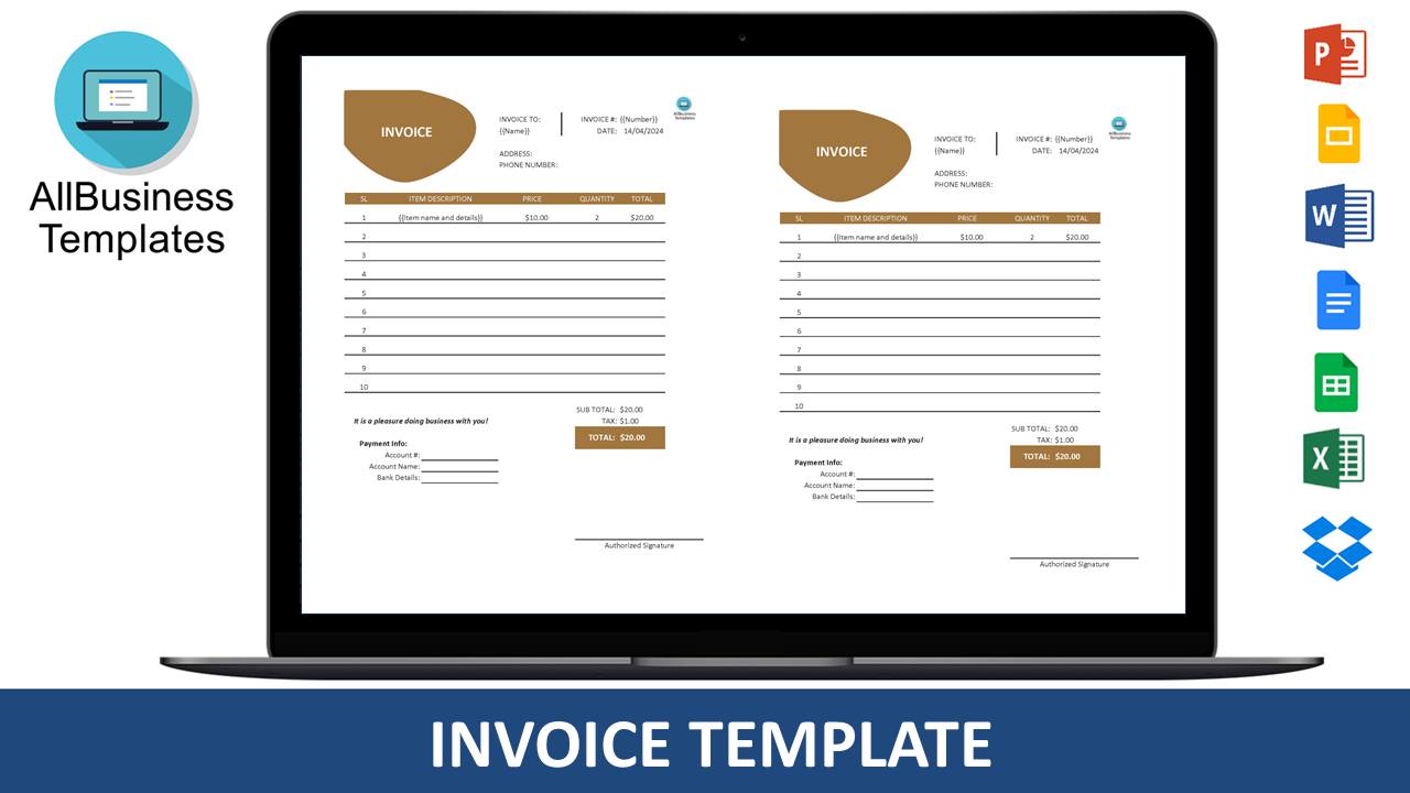 invoice template google docs voorbeeld afbeelding 