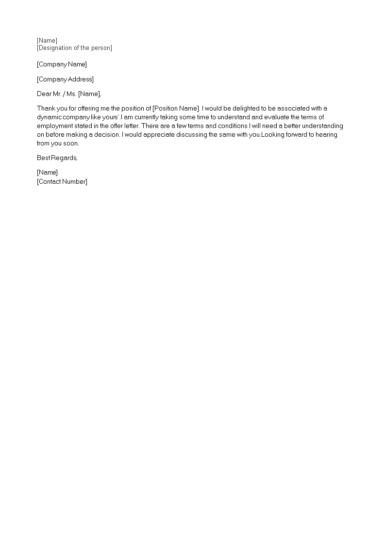 Offer Letter Response Email main image