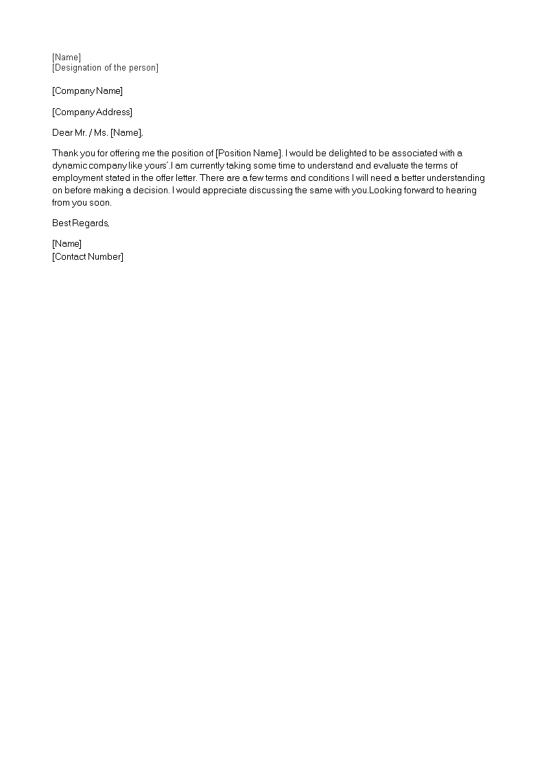 offer letter response email template