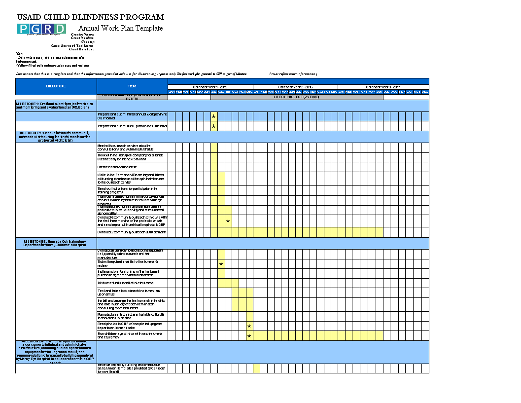 Annual Work Plan Excel Templates at