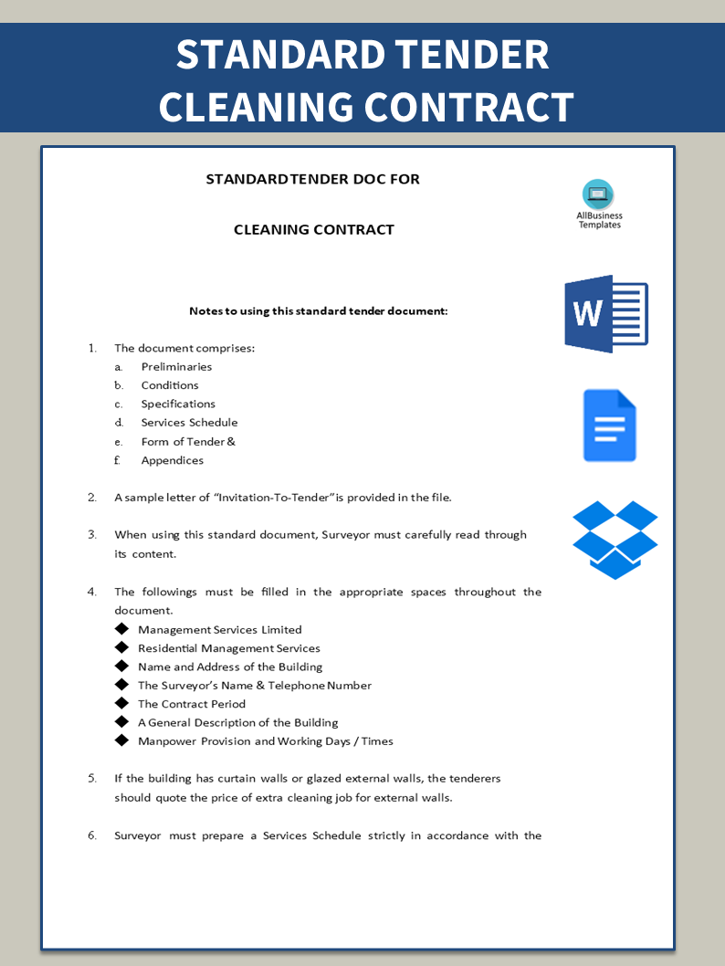 cleaning business contract sample template